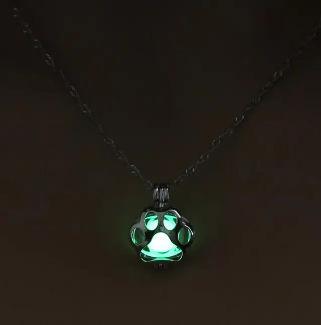 Paw Glow in The Dark Necklce Green - Shop at LoveMi