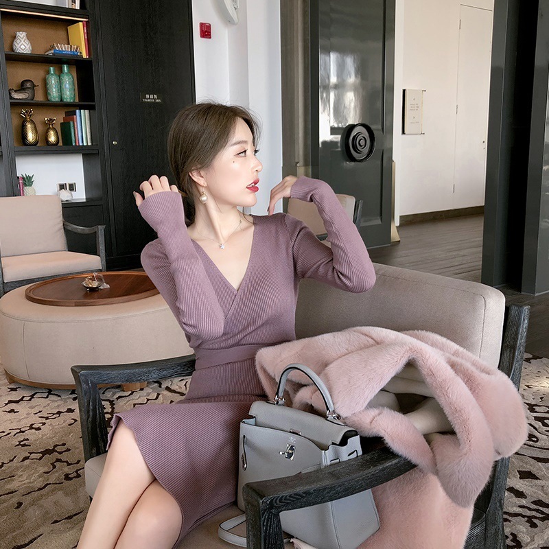 Long sleeve knitted dress