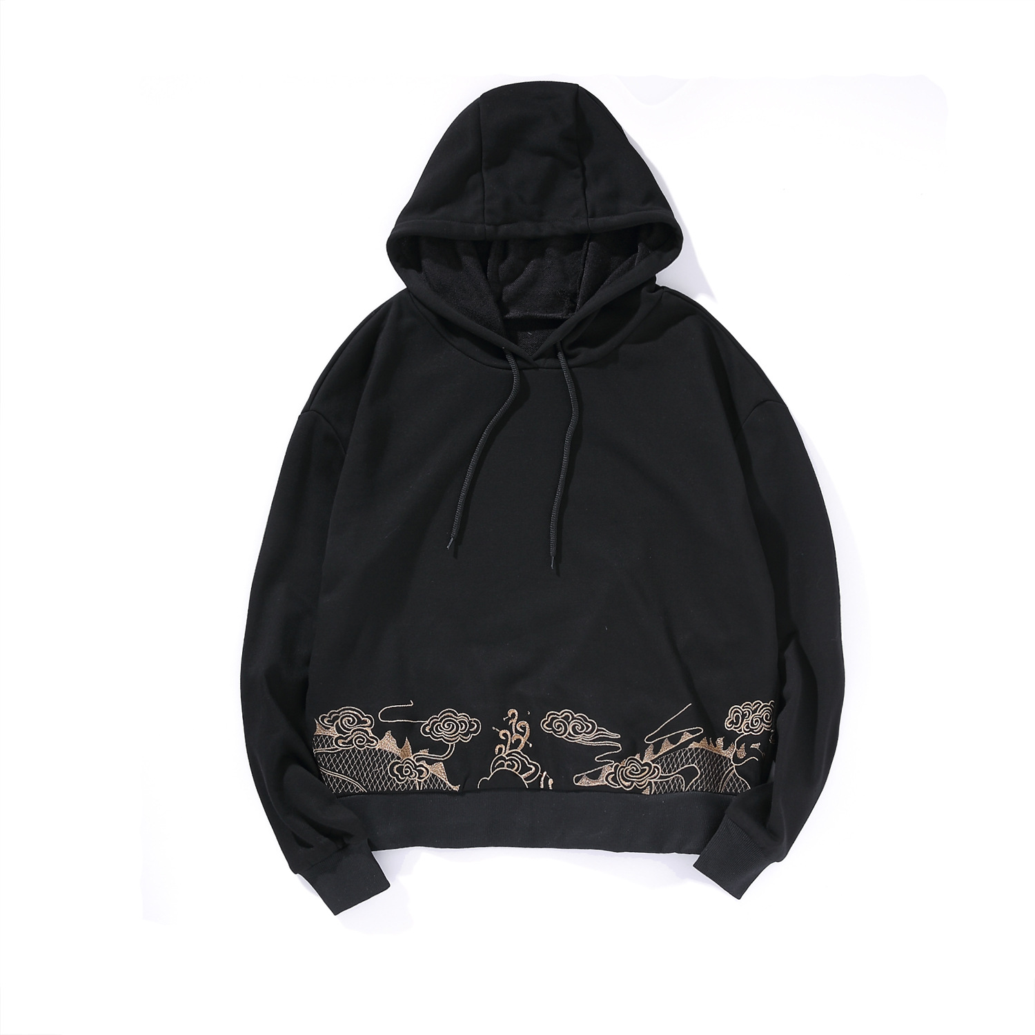 Chinese style embroidered dragon hooded sweater