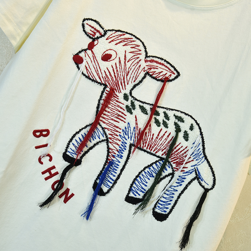 Fashion fashion brand heavy industry embroidery design short sleeve