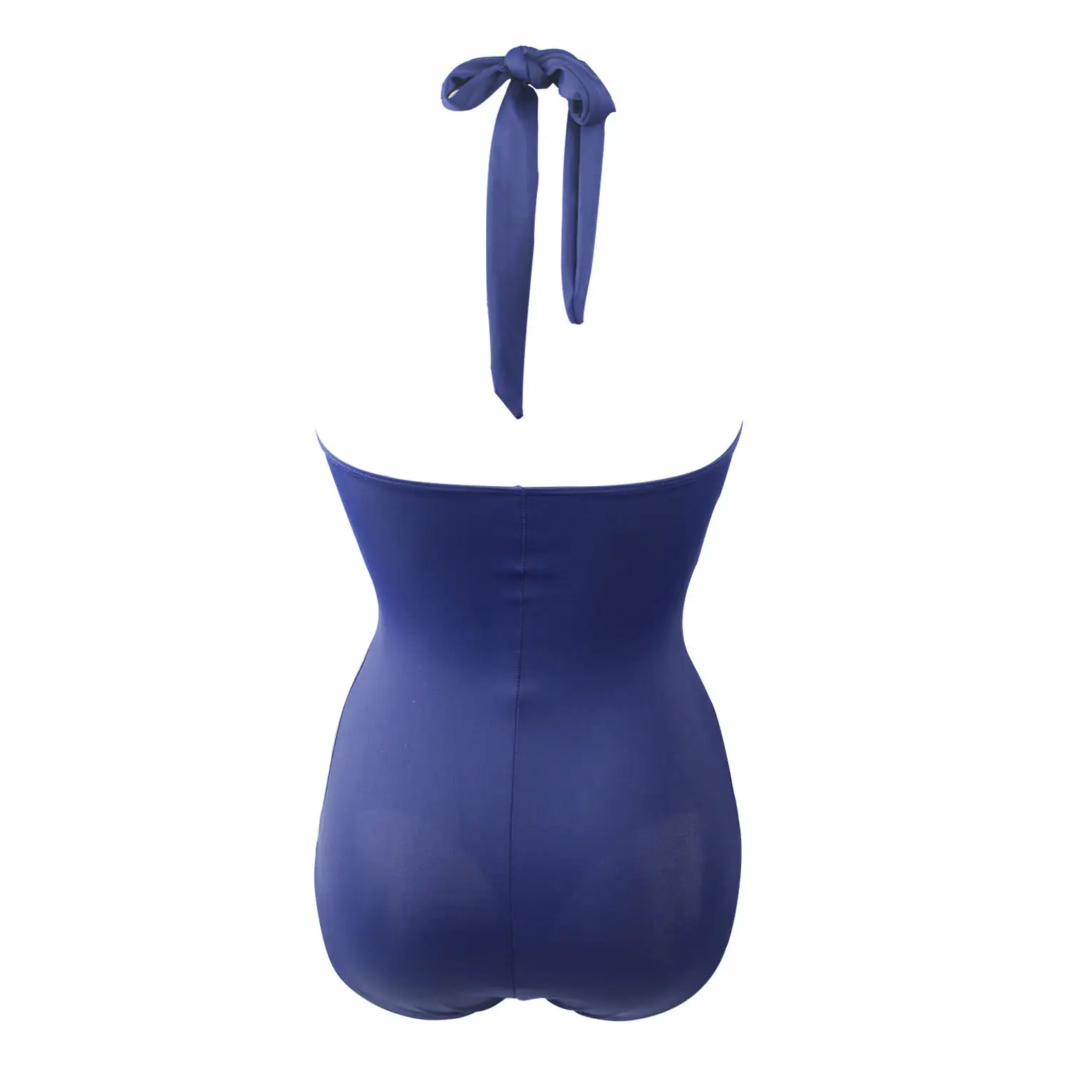 Large size striped retro halter triangle one-piece swimsuit