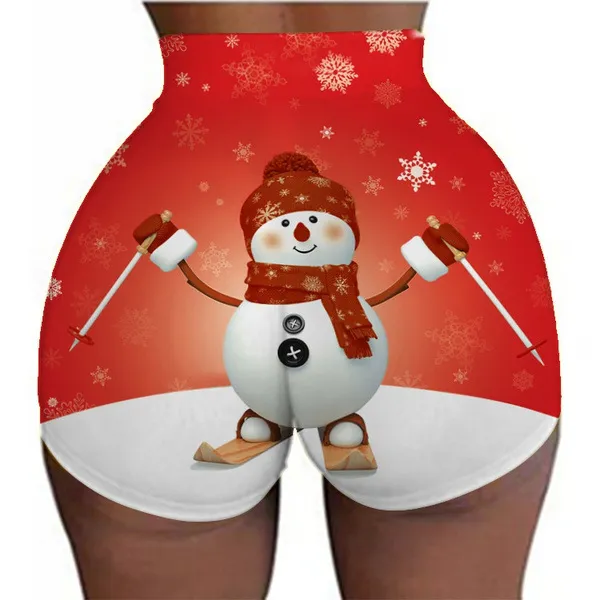 Women's Christmas sports legging shorts hip lifting yoga pants plus size C 3Xl - Shop at LoveMi