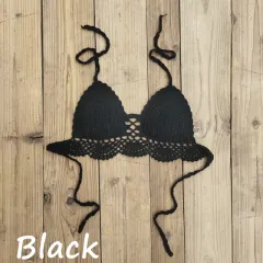 Boho crochet bra - Black - View 1