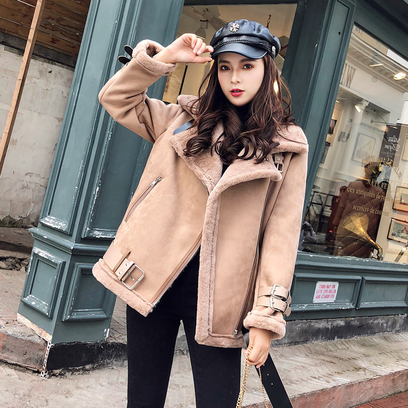 Women's fur plus velvet thick deerskin velvet coat