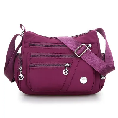 Waterproof Nylon Fabric Women's Bag Shoulder Diagonal Bag - Purple
