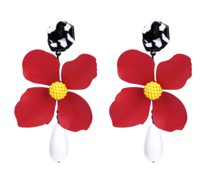 Fashion flower earrings earrings female holiday wind flower earrings natural elements solid petals earrings