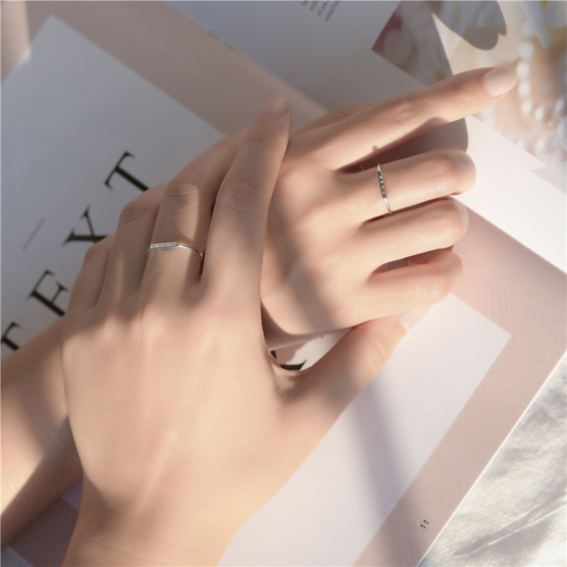 s925 sterling silver lettering love couple ring