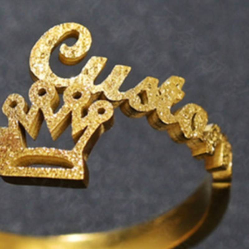 Stainless steel frosted letter ring