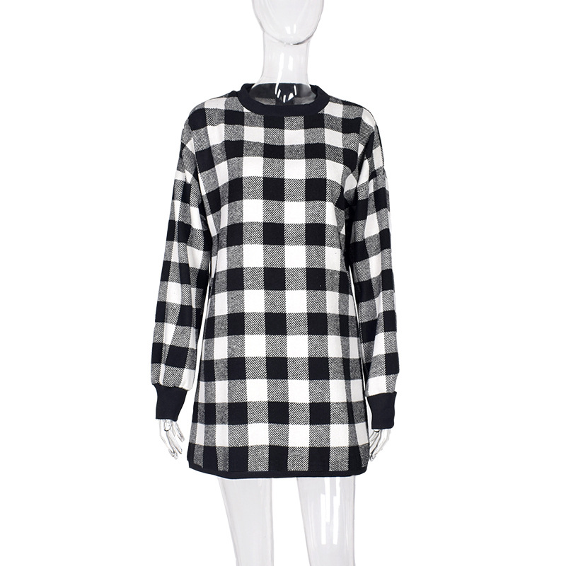 Amazon Retro Houndstooth Long Sleeve Dress