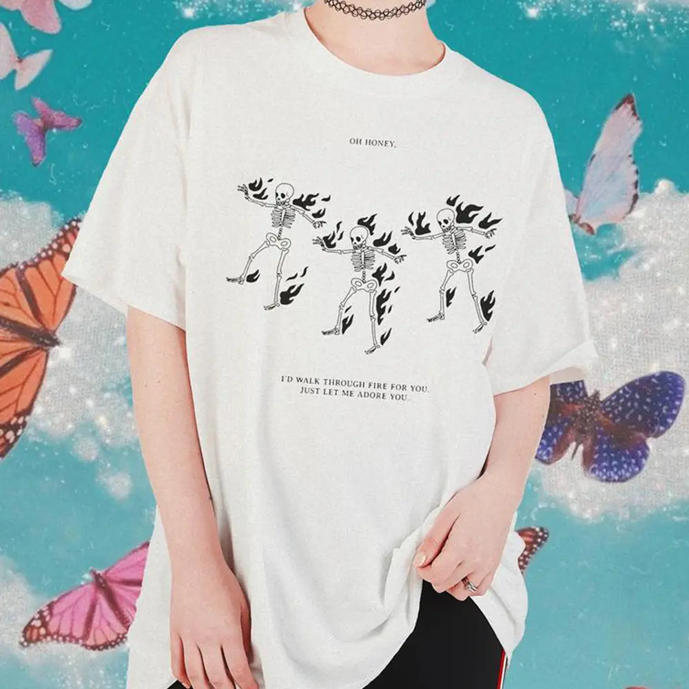 Summer Men's Loose Printed T-shirt Cotton Top Short Sleeves