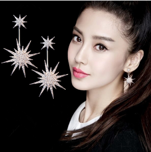 Oversized Snowflake Star Stud Earrings
