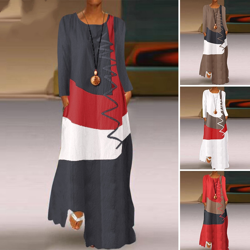 Vintage Maxi Dress Women's Summer Sundress Casual Sleeveless