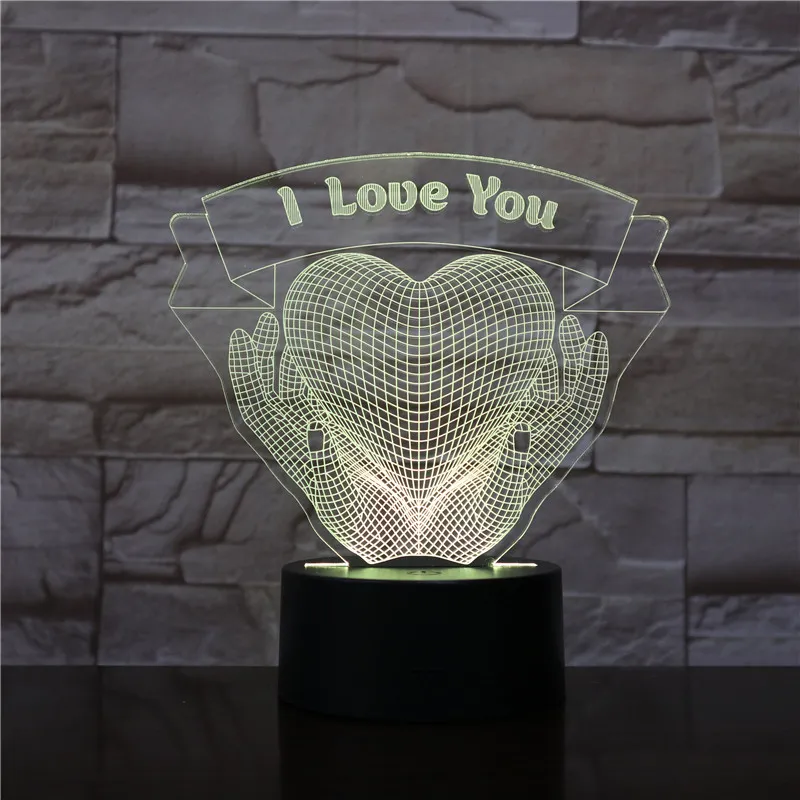 Valentines Day Gift Hands Holding Love 3D Night Light – image 4