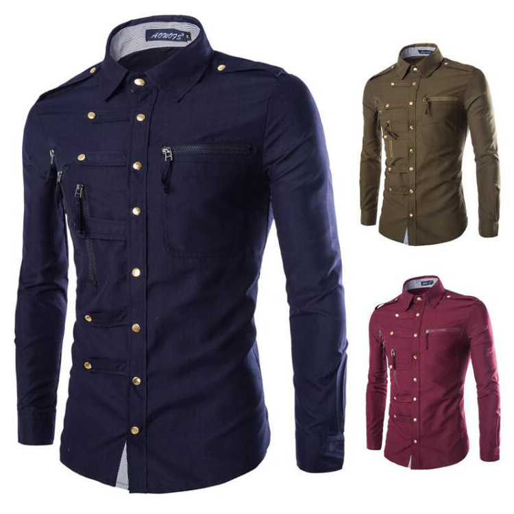 Men's Shirt Complex Multi-Button Shirt Slim