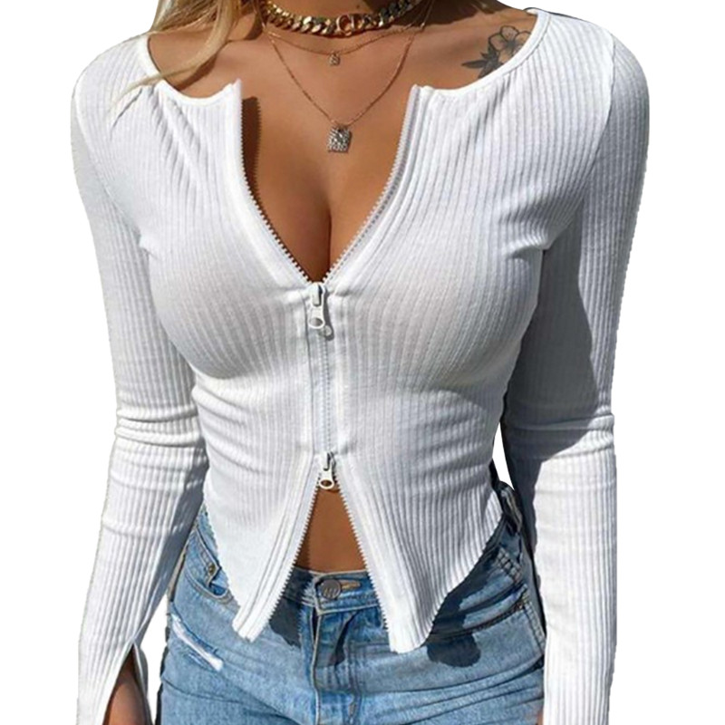 Double zipper cardigan bottoming shirt