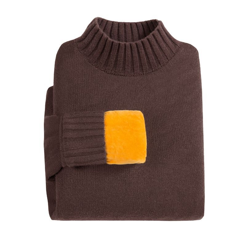 Half High Neck Plus Velvet Thick Slim-fit Sweater Sweater
