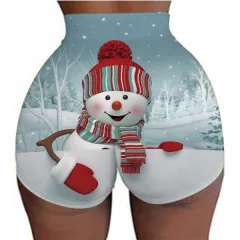 Women's Christmas sports legging shorts hip-lifting yoga pants plus size - View 1