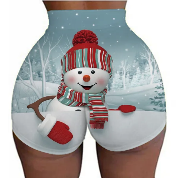 Women's Christmas sports legging shorts hip-lifting yoga pants plus size