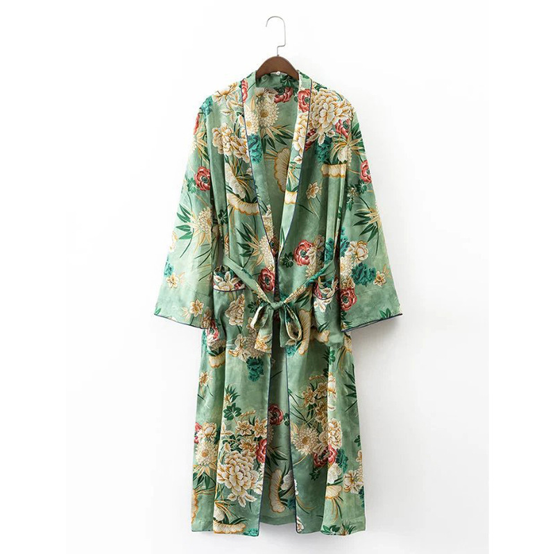 Printed long sleeve cardigan thin coat