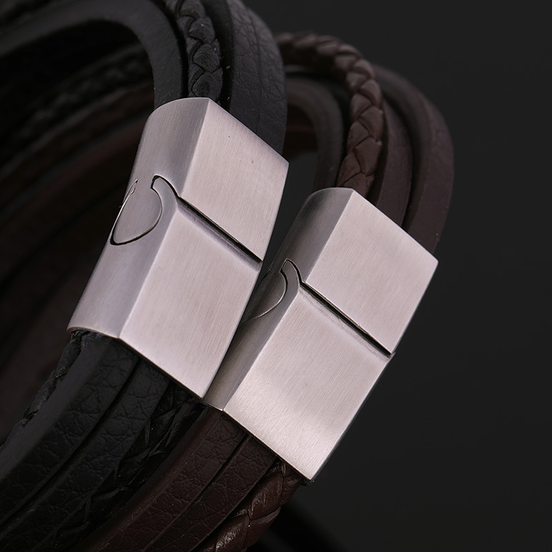 Woven twist stainless steel buckle bracelet