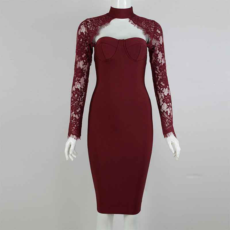 Temperament Lace Sleeve Dress With Collar