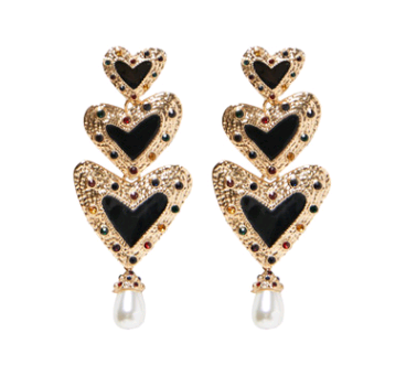 European and American popular heart-shaped drop earrings ZA love pearl earrings