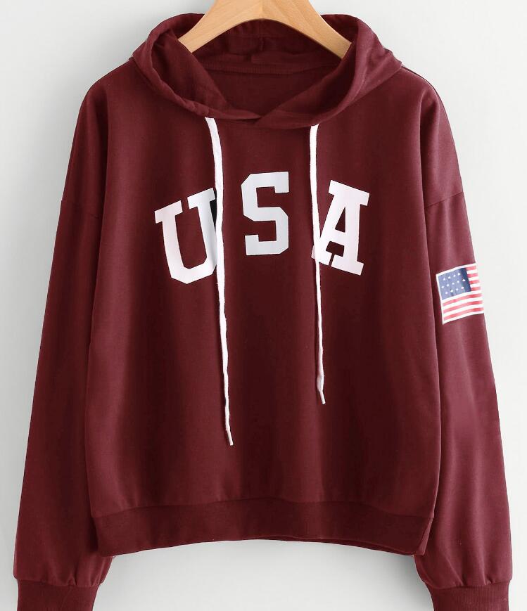 Flag print long sleeve women's sweater