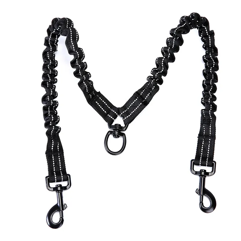 Explosion-proof double-headed pet leash - Black Stretch