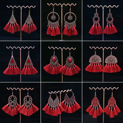 Ethnic style handmade tassel earrings earrings