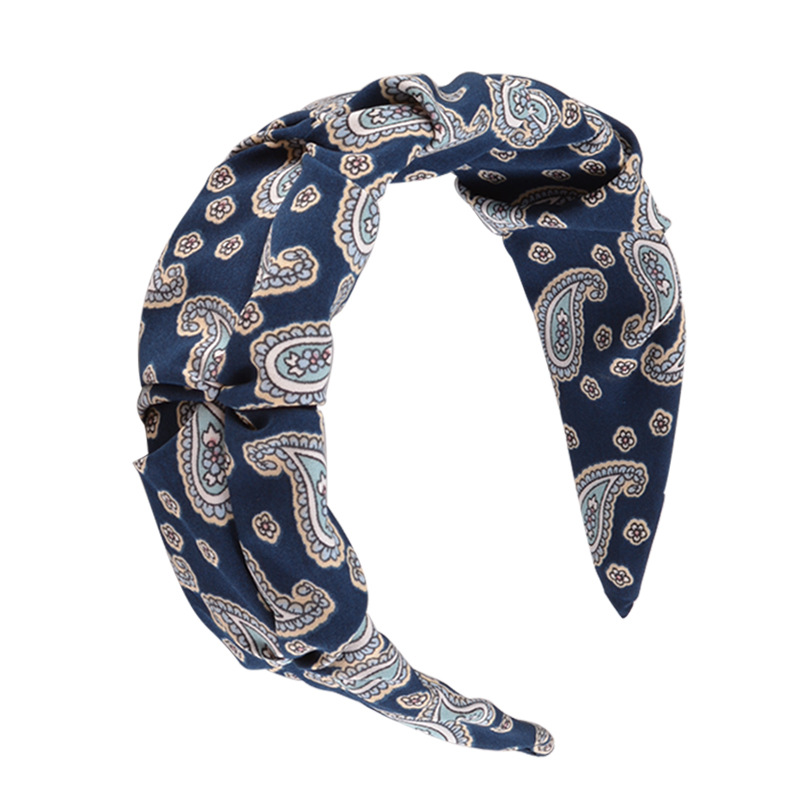 Printed pleated headband Navy Blue - Shop at LoveMi