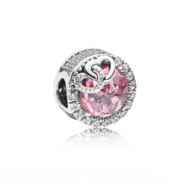 Sterling Silver Bracelet With Diamond Blue Ocean Heart Cat's Eye Pink - Shop at LoveMi