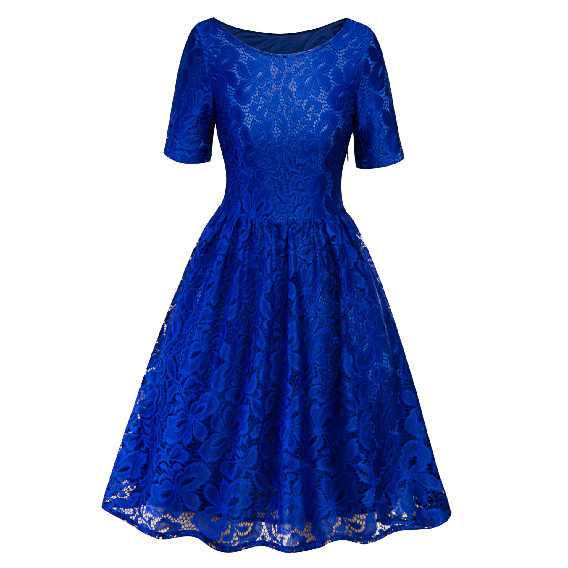 Round neck lace dress
