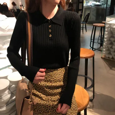 Women's slim stretch sweater - Black