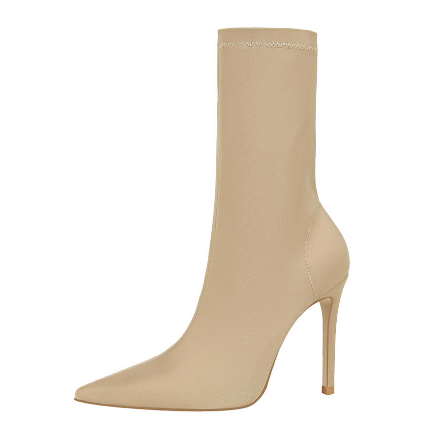 Pointed thick heeled Martin boots Apricot - Shop at LoveMi