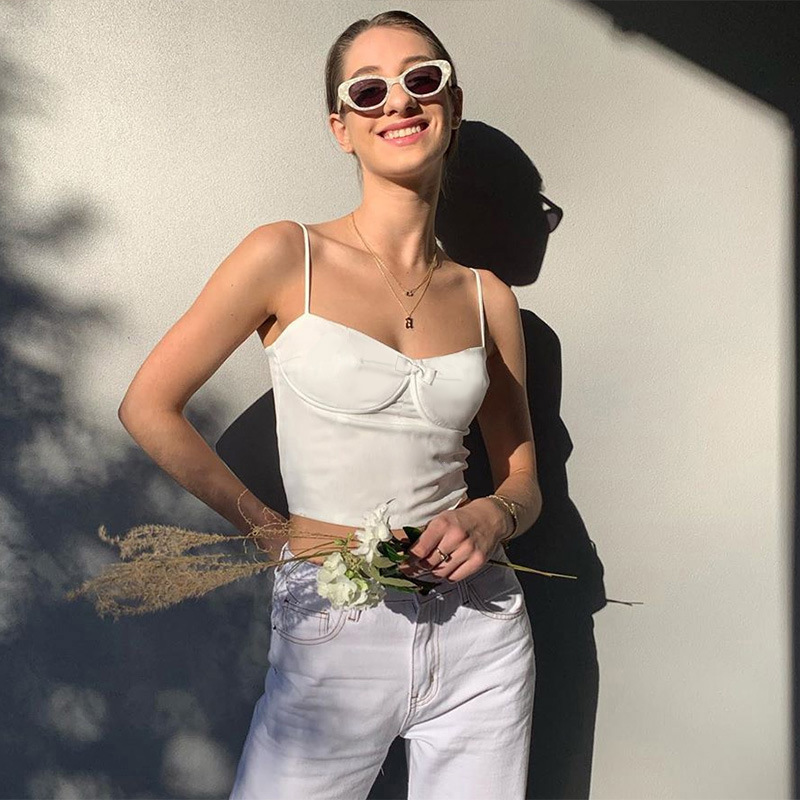 Sexy Sling And Bowknot Blouse With a Bottoming Vest