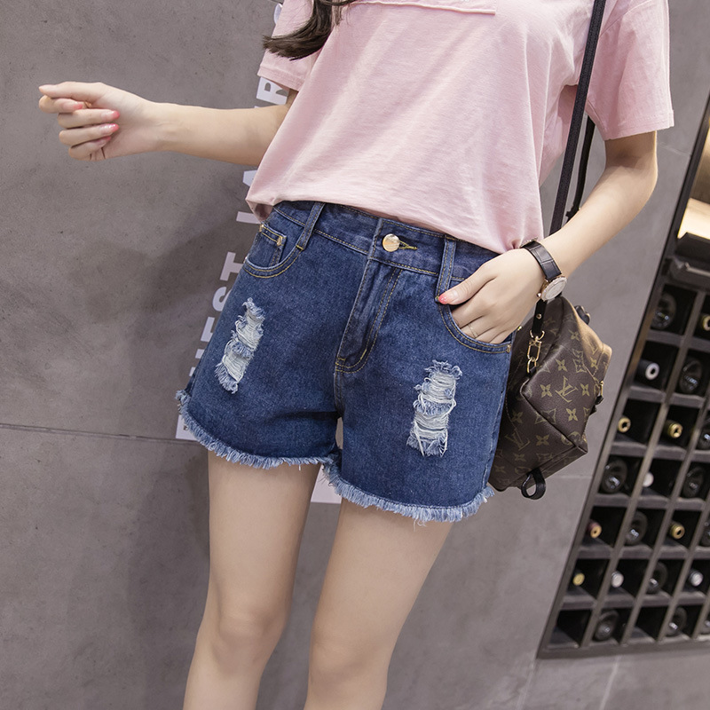 Ladies Fashion Denim Shorts Dark Blue - Shop at LoveMi