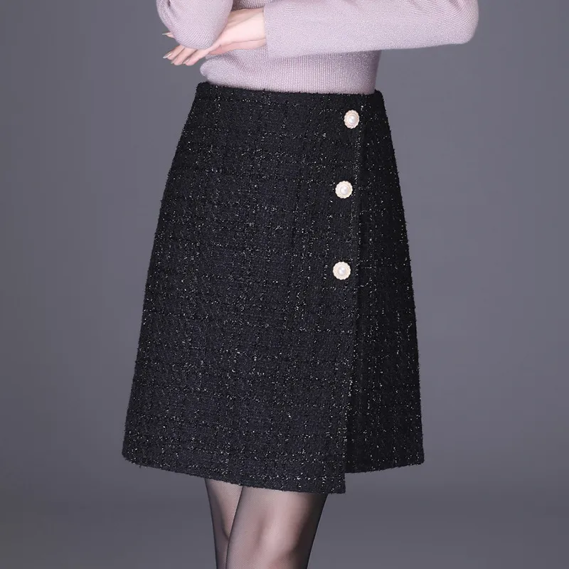 Temperament All-match High Waist Slim Skirt Women - Bright Grid-M