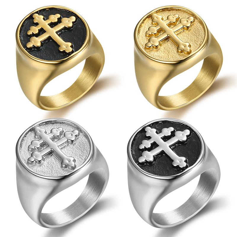 Unisex Lorraine Cross Stainless Steel Ring