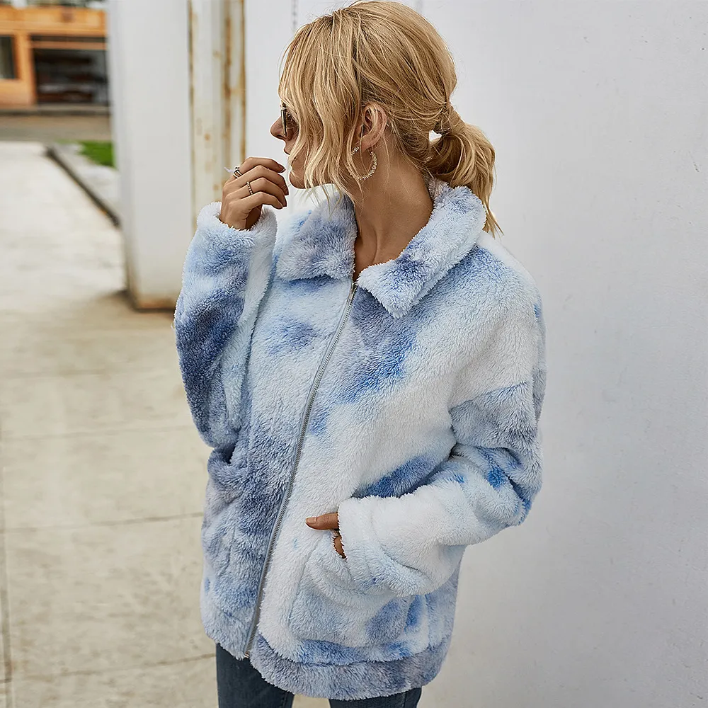 Women's dyed wool coat - Blue