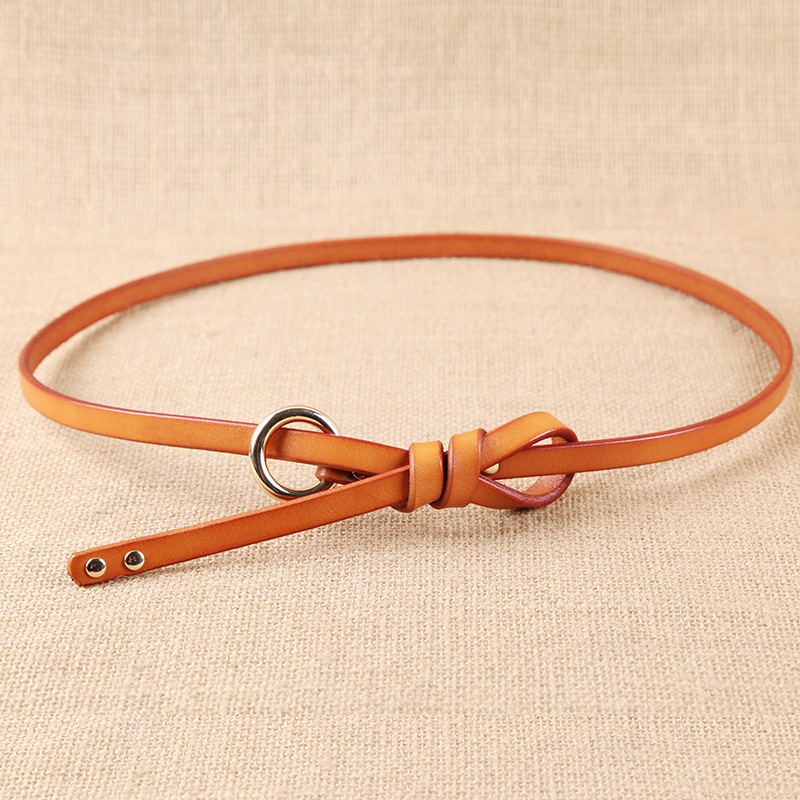 Round button top leather belt