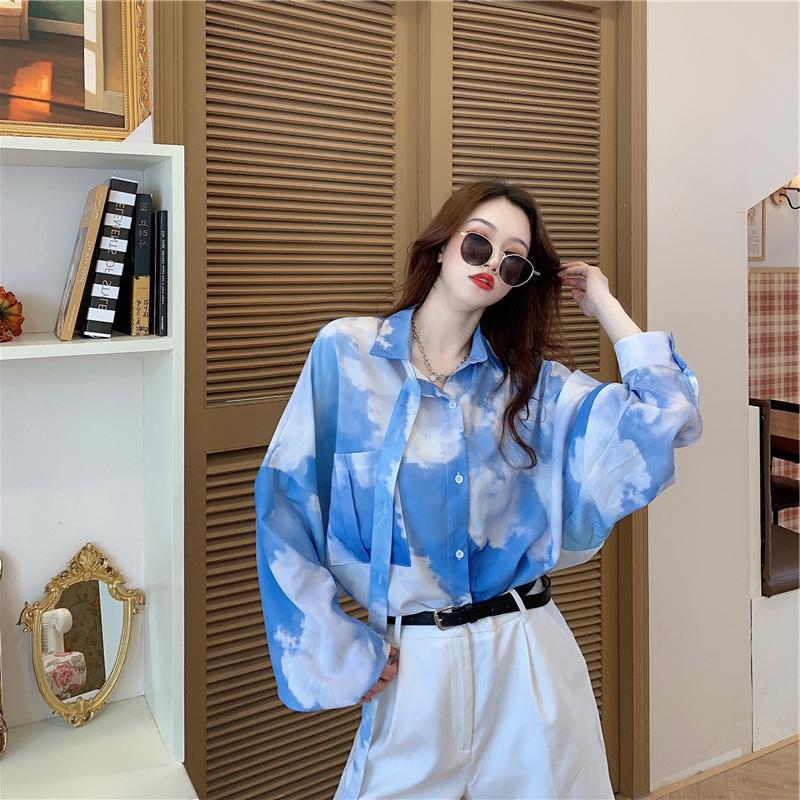 Loose tie-dye Long-sleeved Single-breasted Loose Shirt