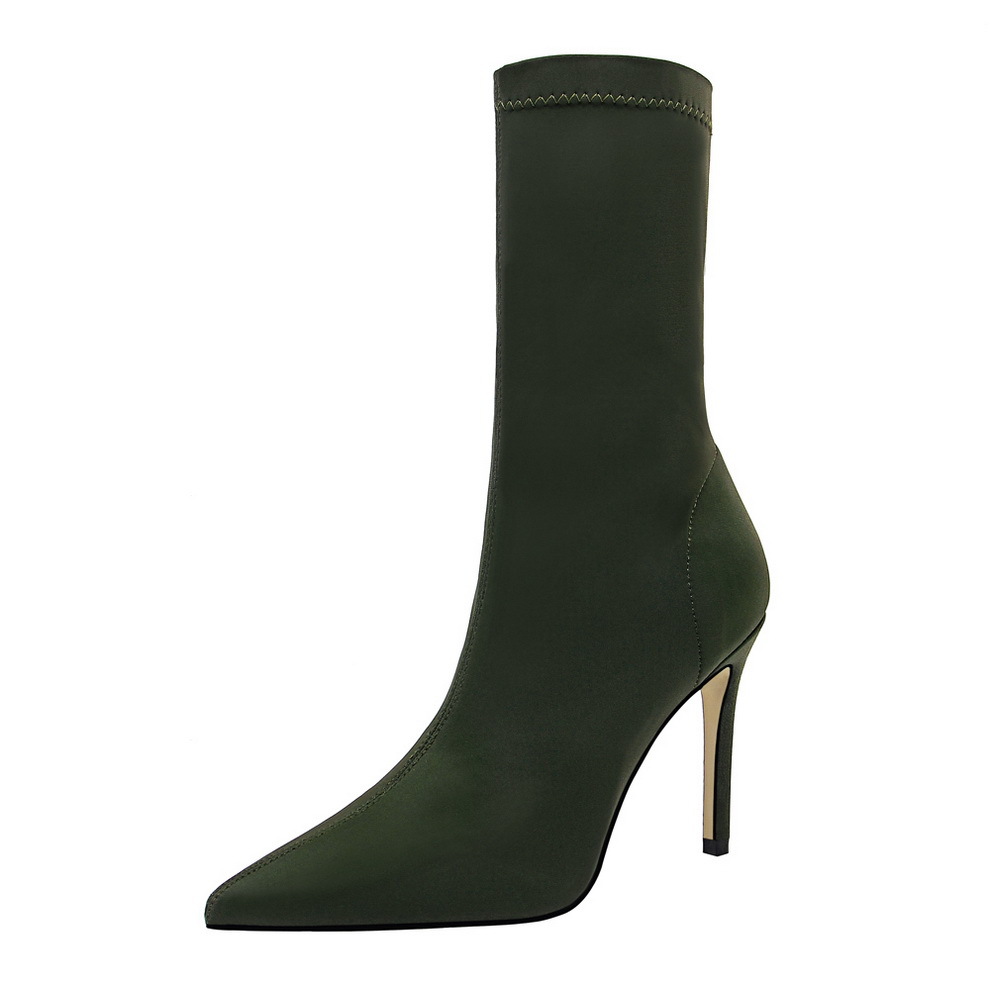 Pointed thick heeled Martin boots Green - Shop at LoveMi