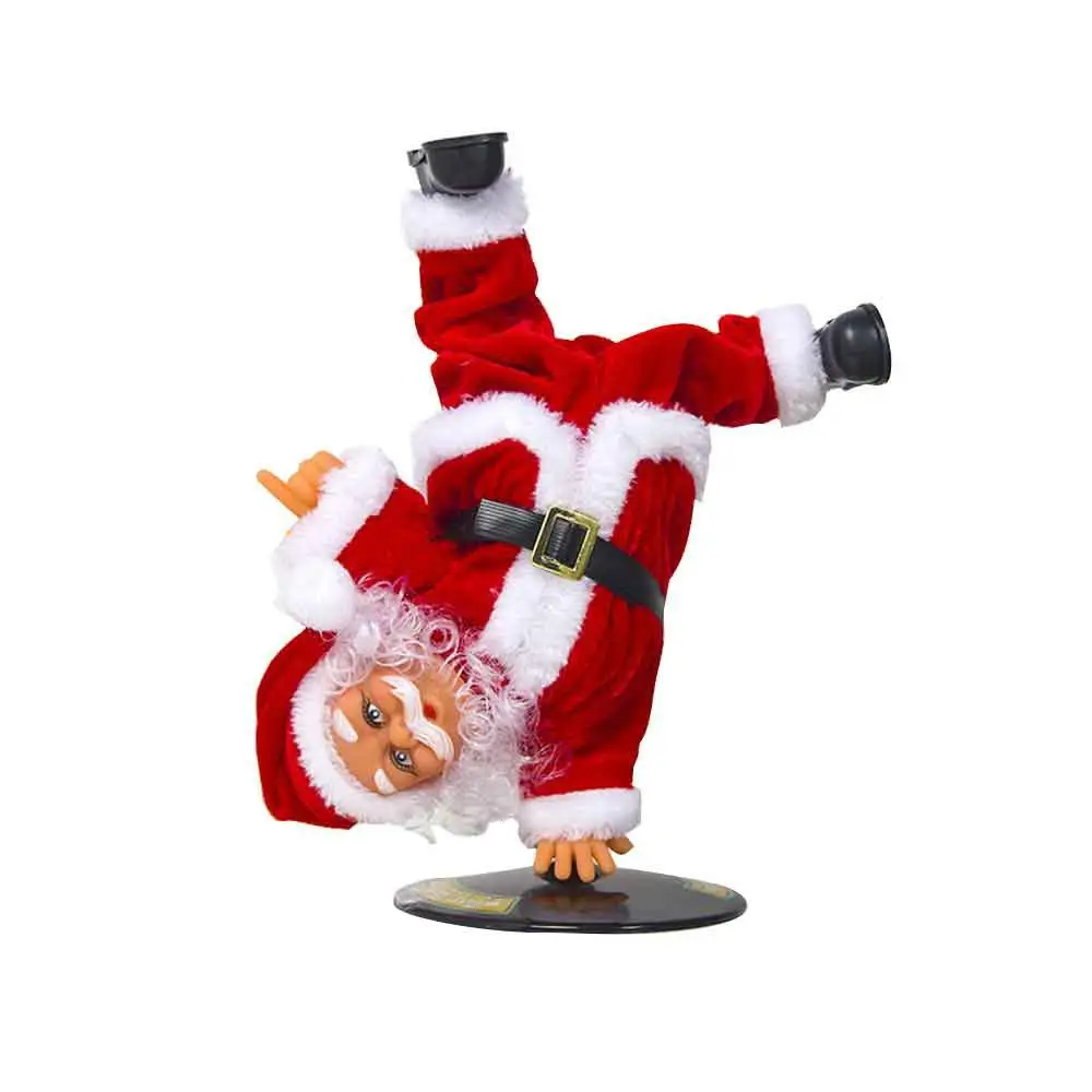 Electric music spinning handstand hip-hop Santa