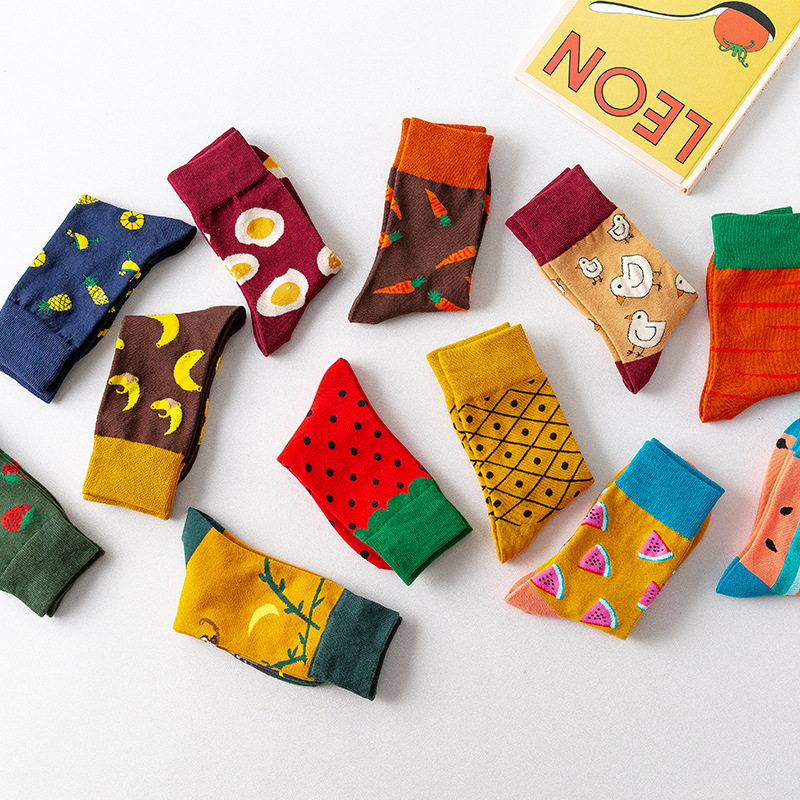 Fruit tube women's socks Jacquard cartoon Japanese women's socks