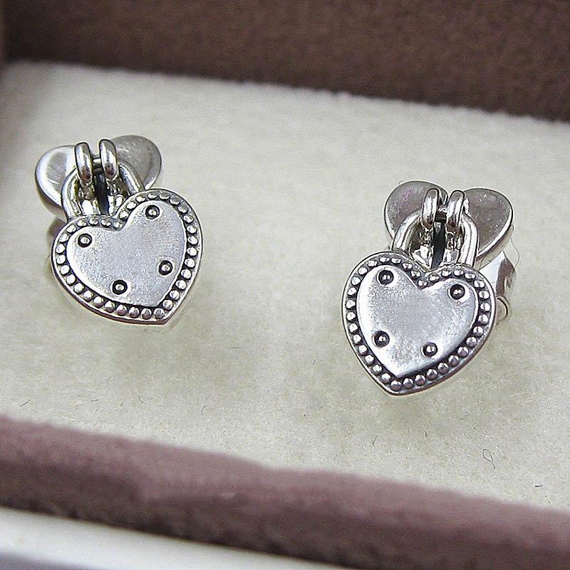 Padlock earrings heart-shaped simple earrings