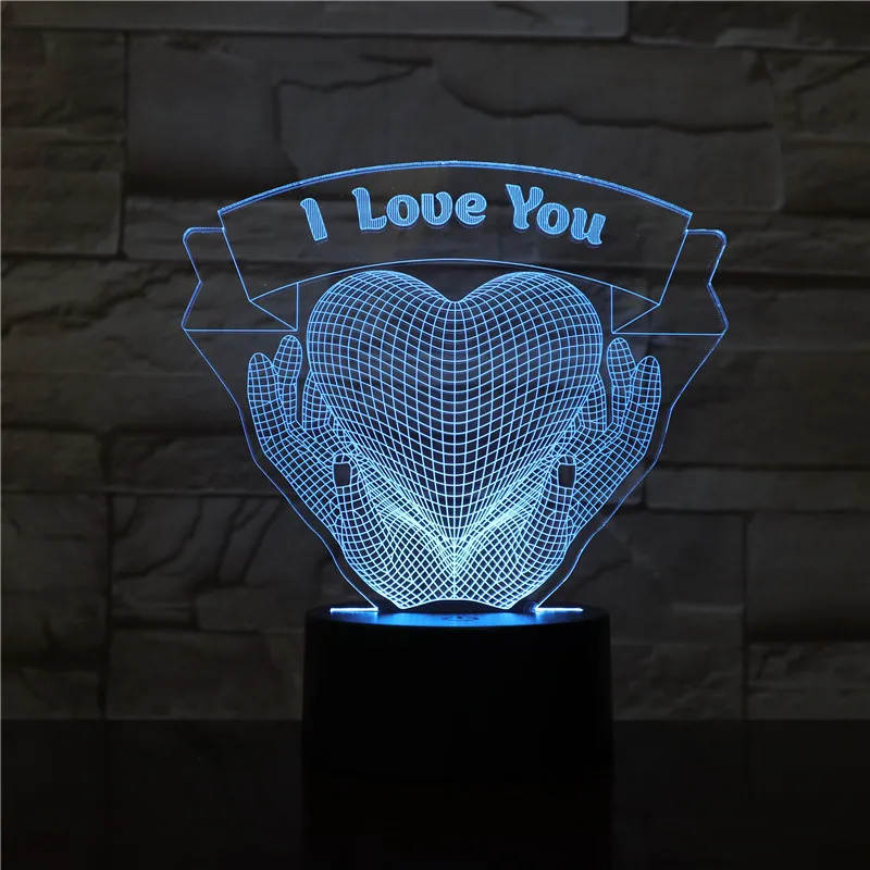 Valentines Day Gift Hands Holding Love 3D Night Light – image 3