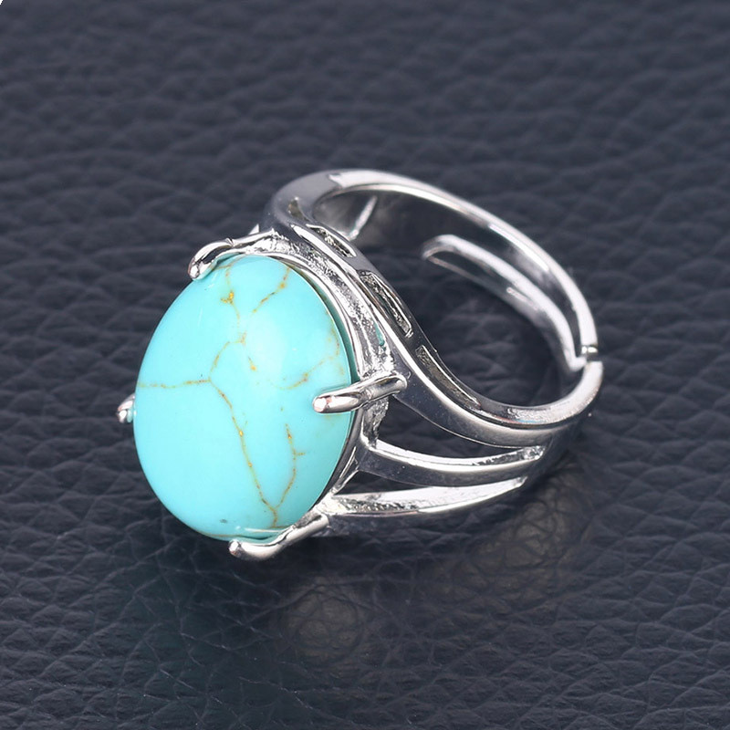 Natural stone crystal alloy ring for women in multiple colors