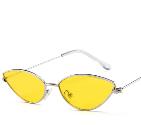 New Cute Sexy Sunglases Retro Cat Eye Sunglasses Women Metal Triangle Vintage Cateye Sun Glasses Female Silver - Shop at LoveMi