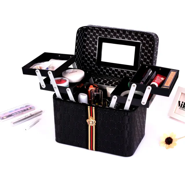Cosmetic Bag Hand Held Multi Layer Storage Box Black - Shop at LoveMi