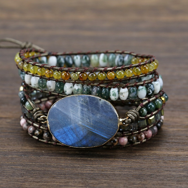 Stretch Stone Hand Woven Multilayer Leather Bracelet